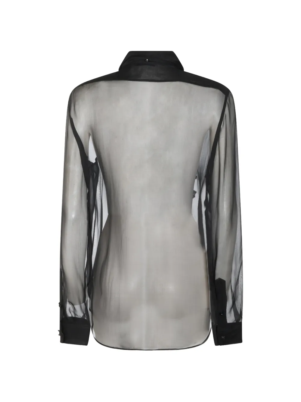 Alberta Ferretti lace-panelled pussy-bow shirt Zwart