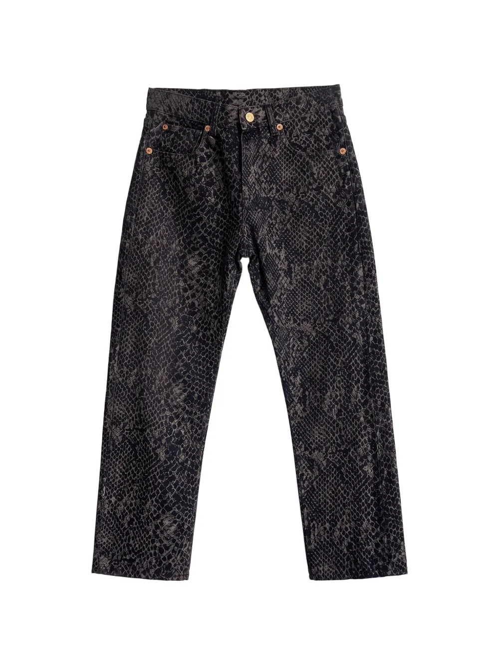 R13 snake-jacquard jeans