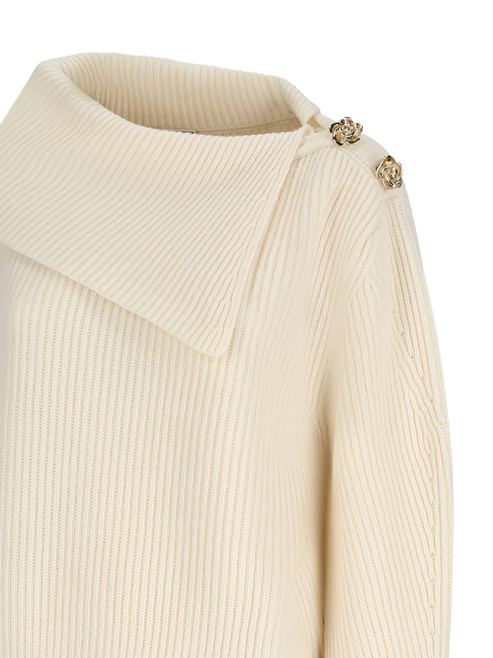 Blumarine Geribbelde trui verfraaid met knopen Beige