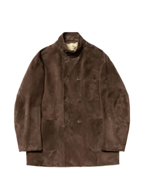 CALMLENCE double-breasted suede jacket