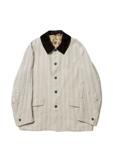 CALMLENCE pinstripe corduroy-collar jacket