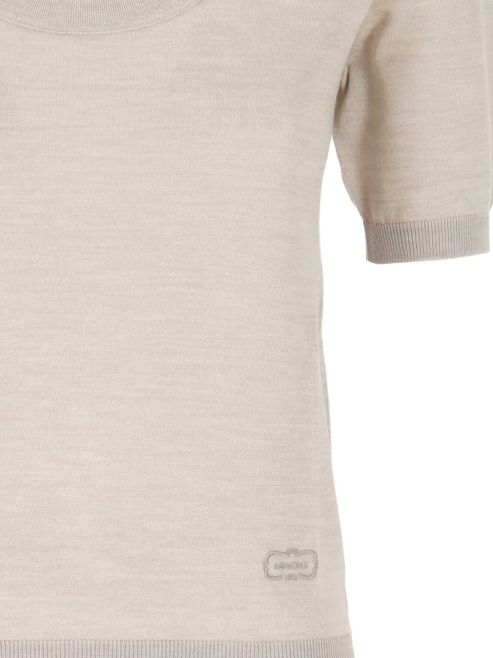Agnona Top met korte mouwen en sleutelgatdetail Beige