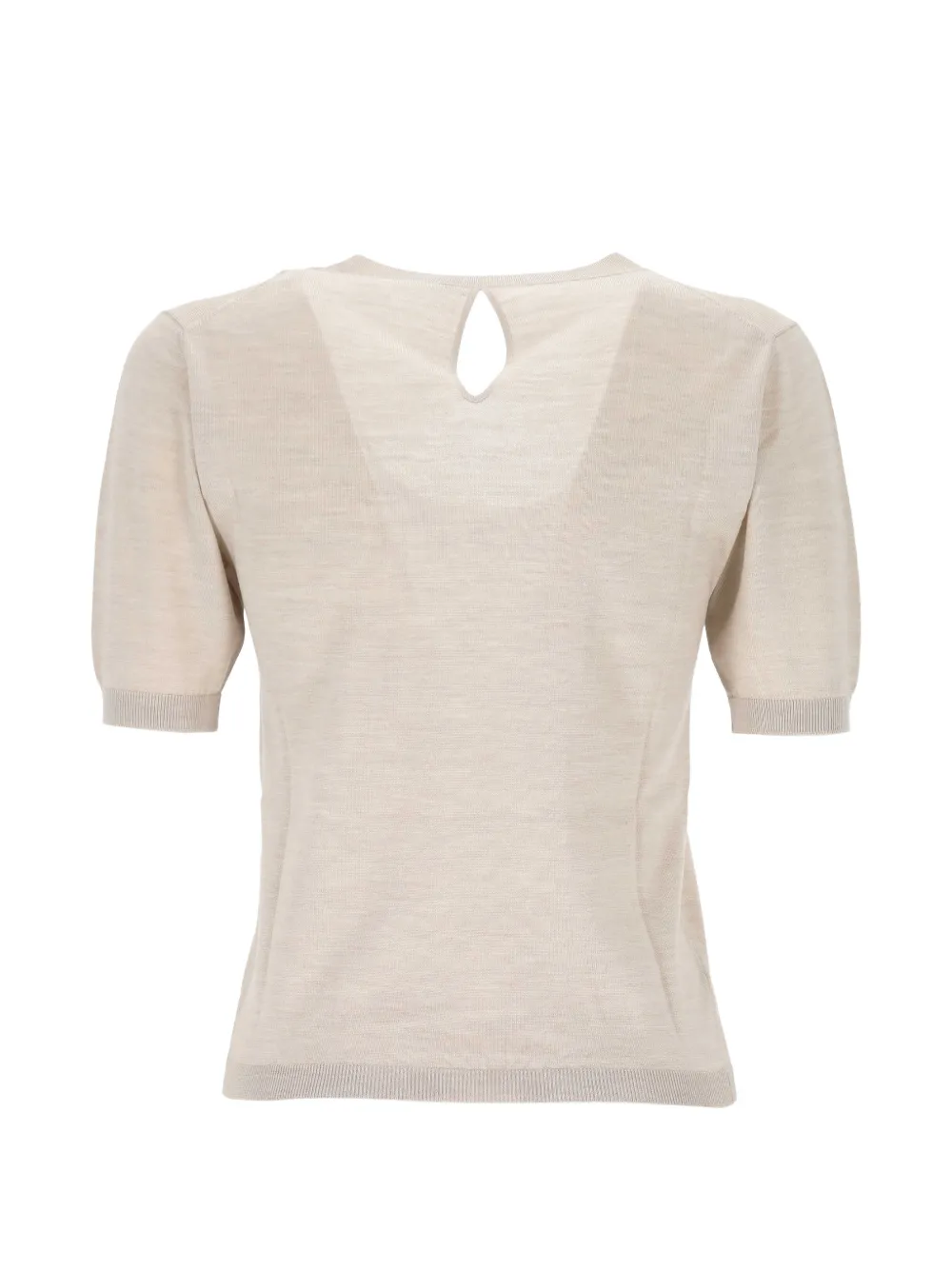 Agnona Top met korte mouwen en sleutelgatdetail Beige
