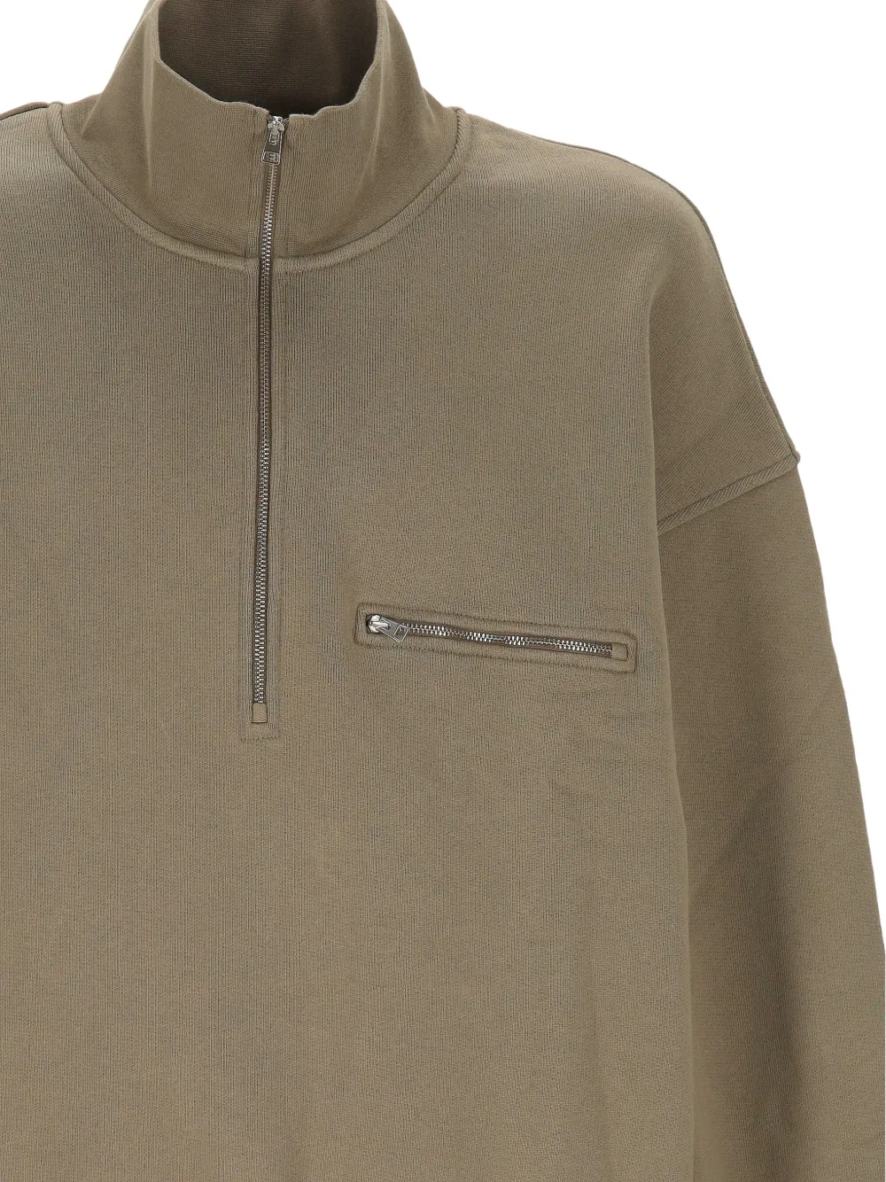 AGOLDE Pavillion half-zip chest-pocket sweatshirt Beige