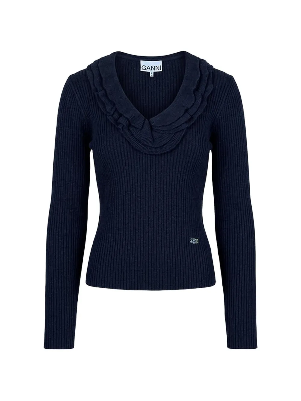 GANNI top in ribbed merino - Blau
