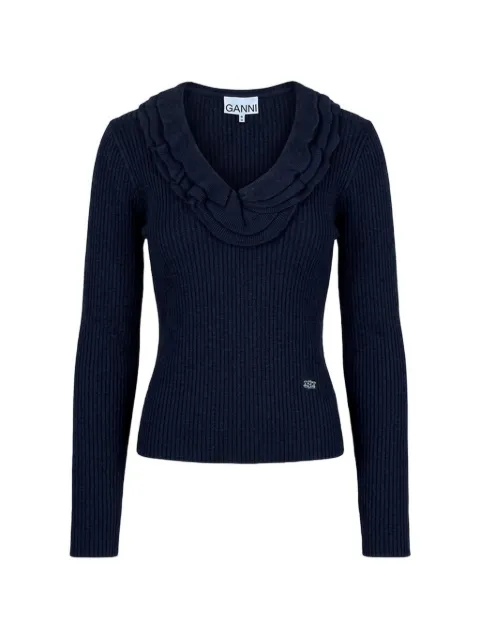 GANNI top in ribbed merino