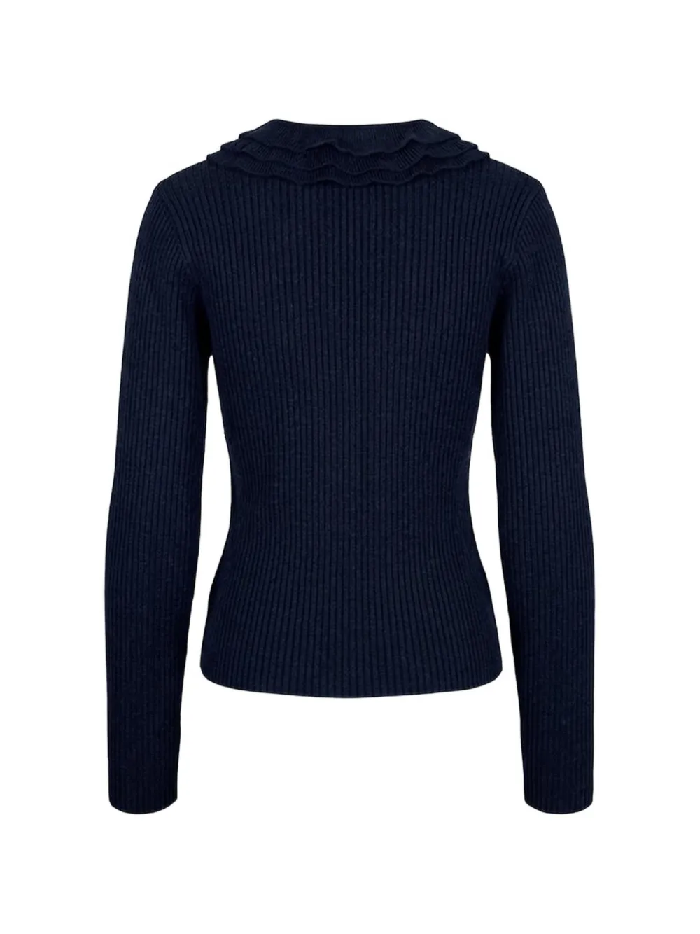 GANNI top in ribbed merino Blauw
