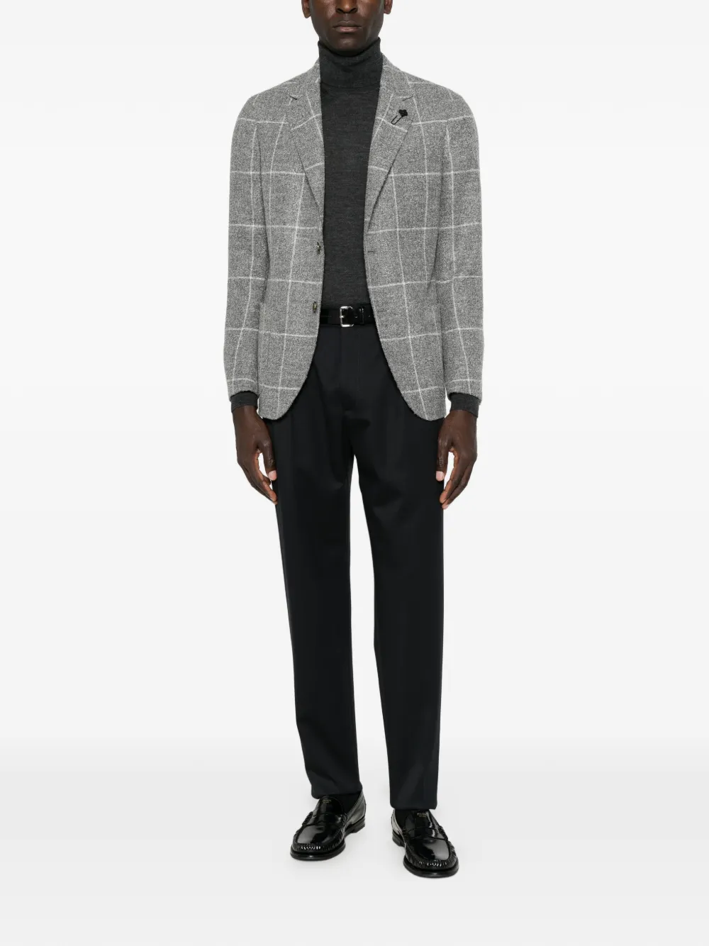 Lardini Geruit jack met gekerfde revers Grijs