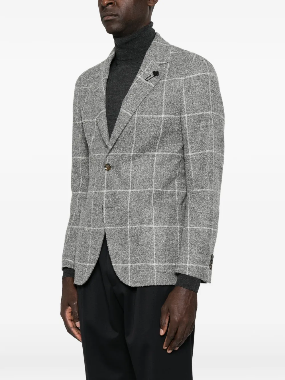 Lardini Geruit jack met gekerfde revers Grijs