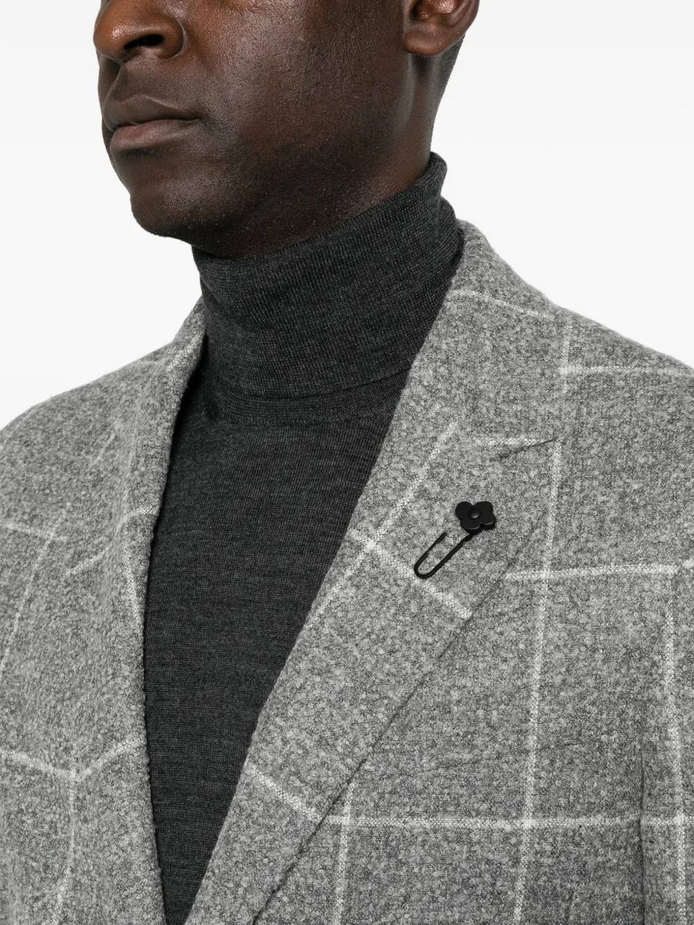 Lardini Geruit jack met gekerfde revers Grijs