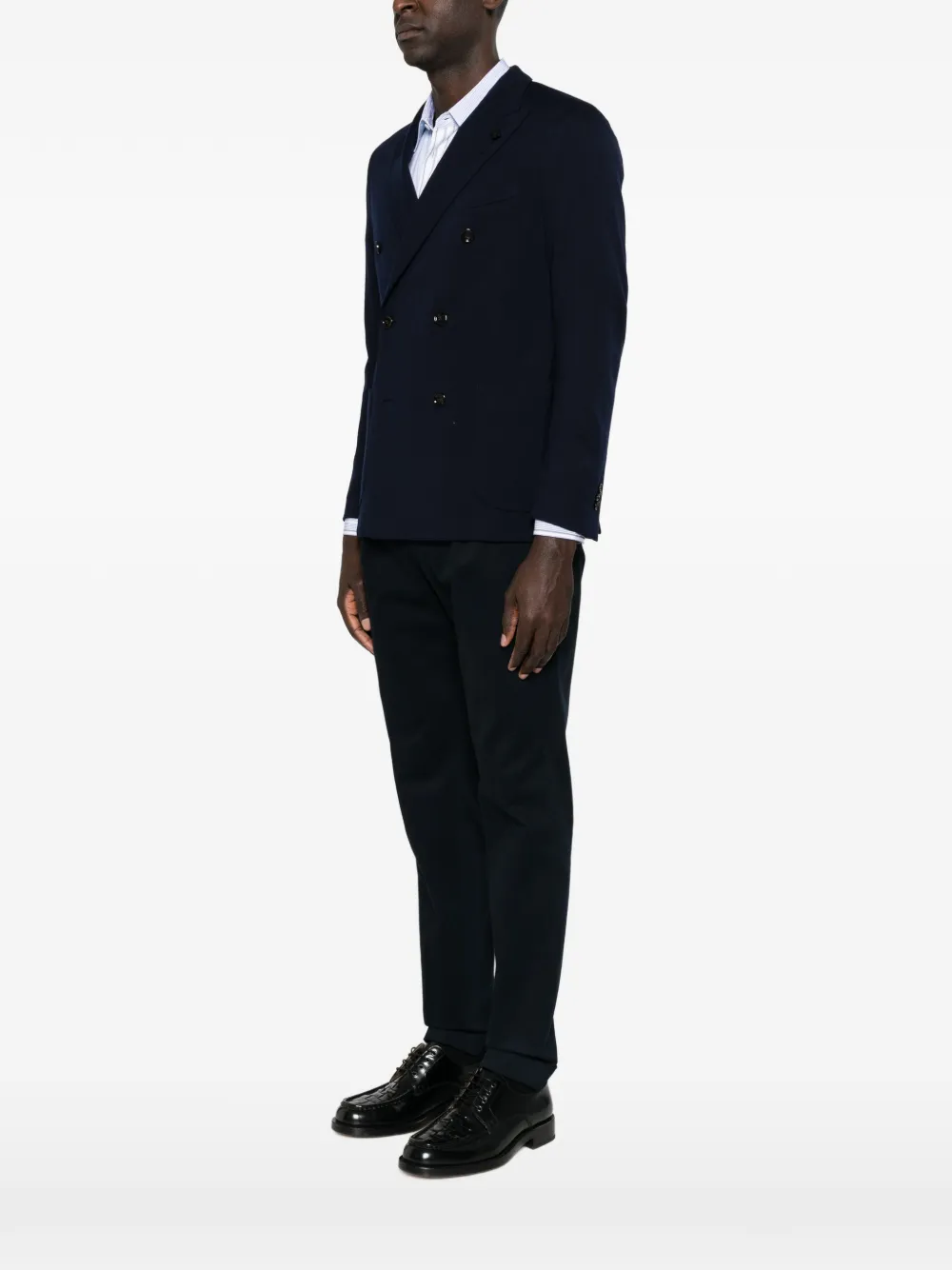 Lardini double-breasted peak-lapel jacket Blauw