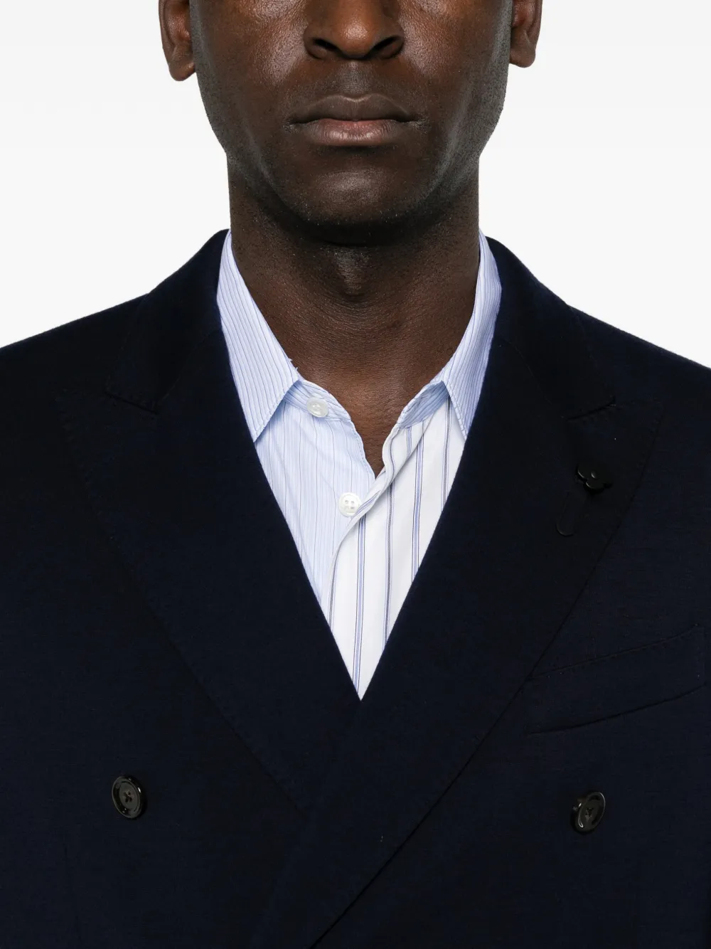 Lardini double-breasted peak-lapel jacket Blauw
