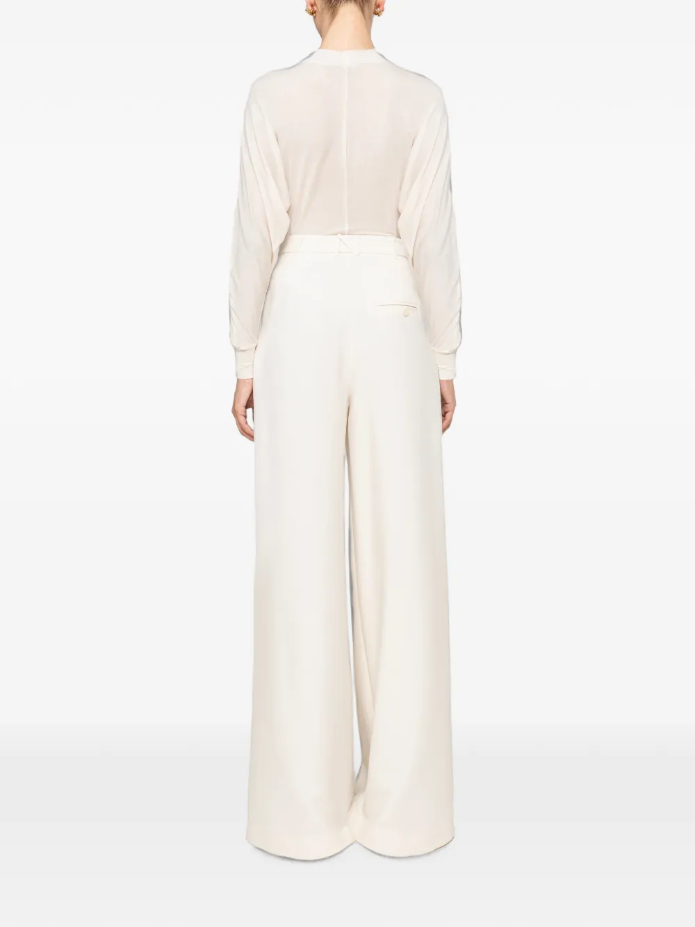 NISSA Tencel™ wollen top met knoopdetail Beige