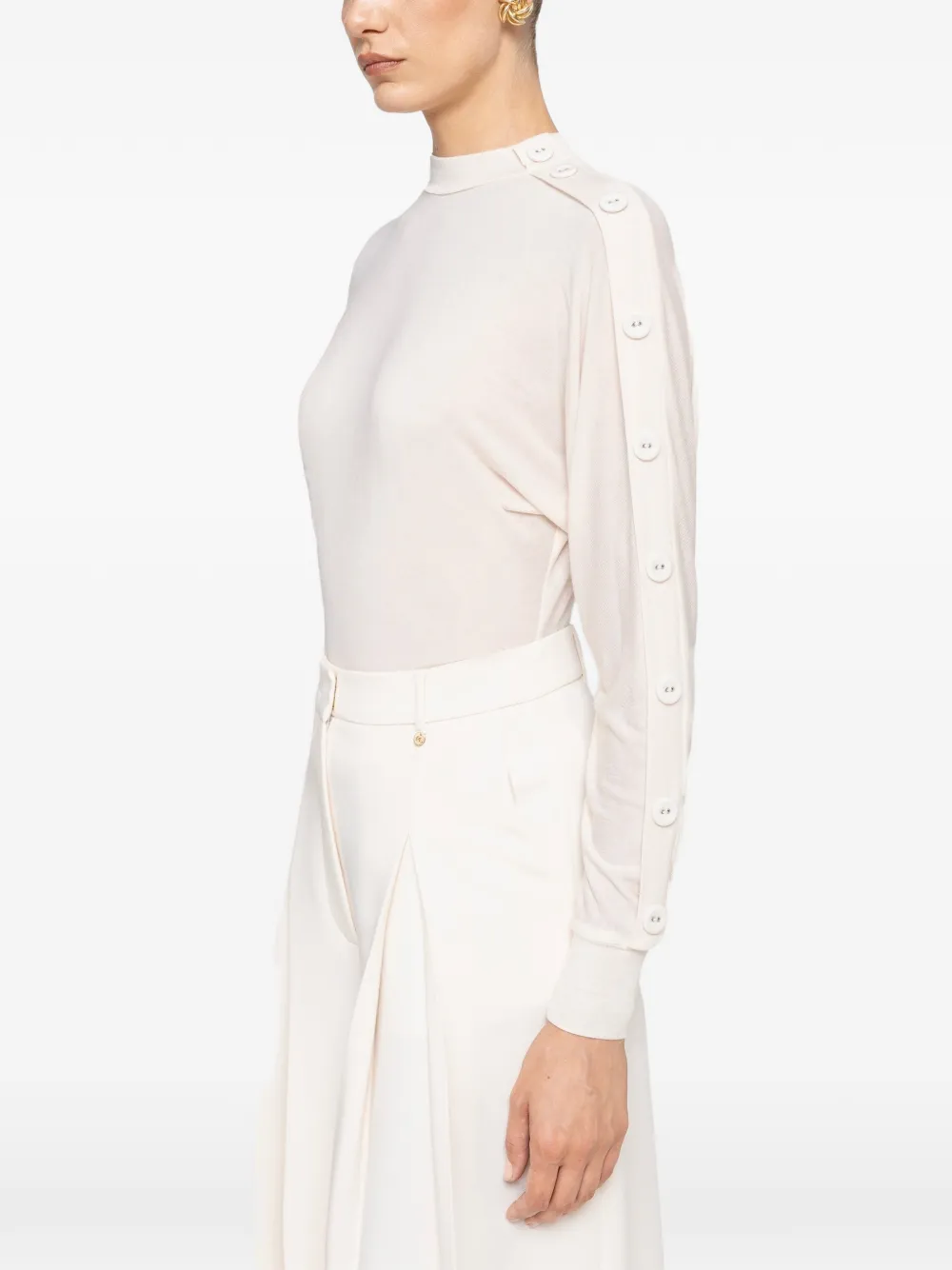 NISSA Tencel™ and wool button-detail top