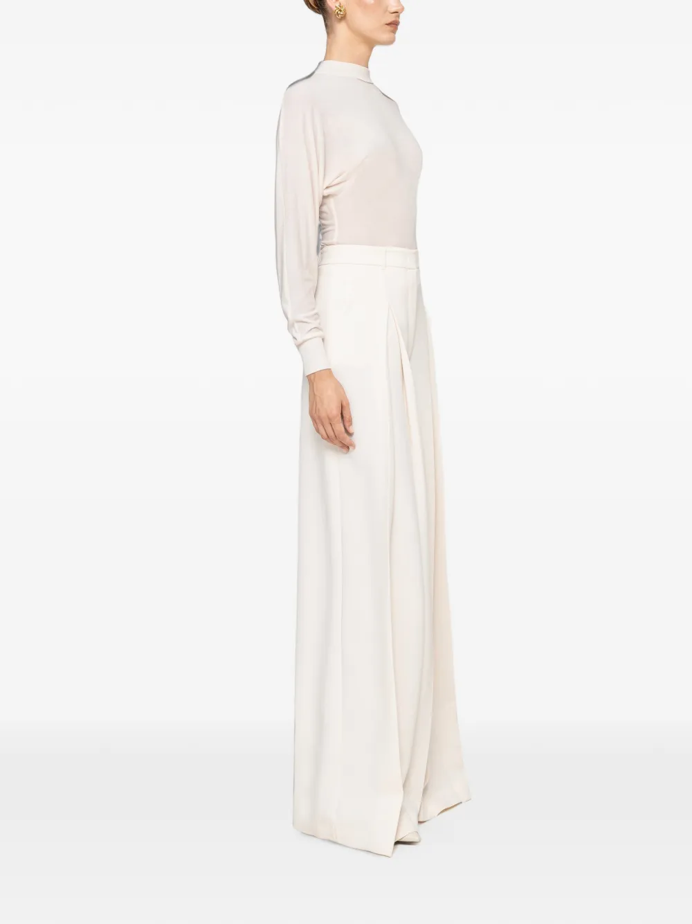 NISSA Tencel™ wollen top met knoopdetail Beige