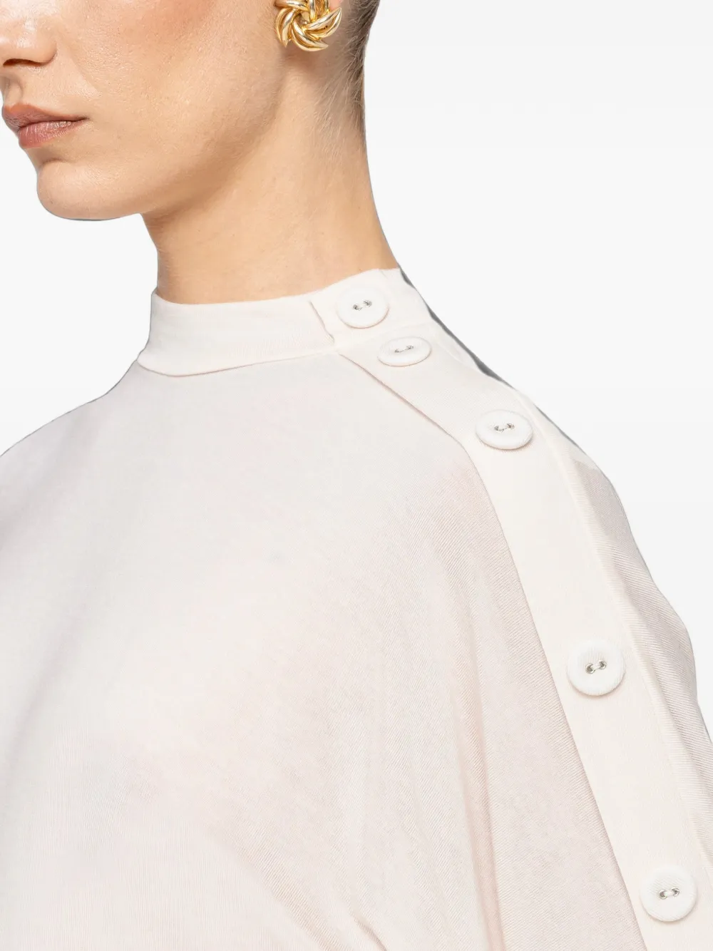 NISSA Tencel™ wollen top met knoopdetail Beige