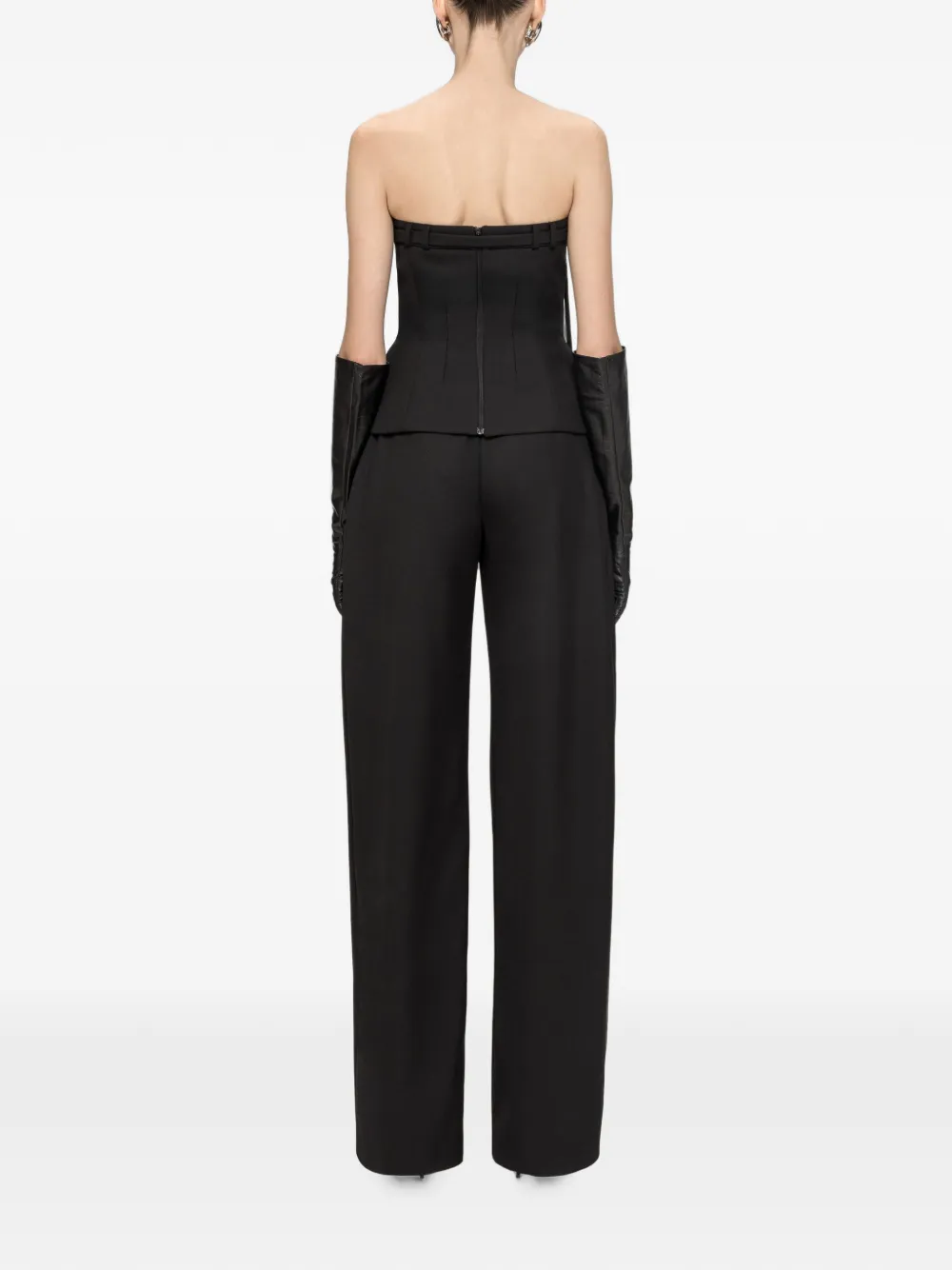 NISSA Midi-waist wollen broek Zwart