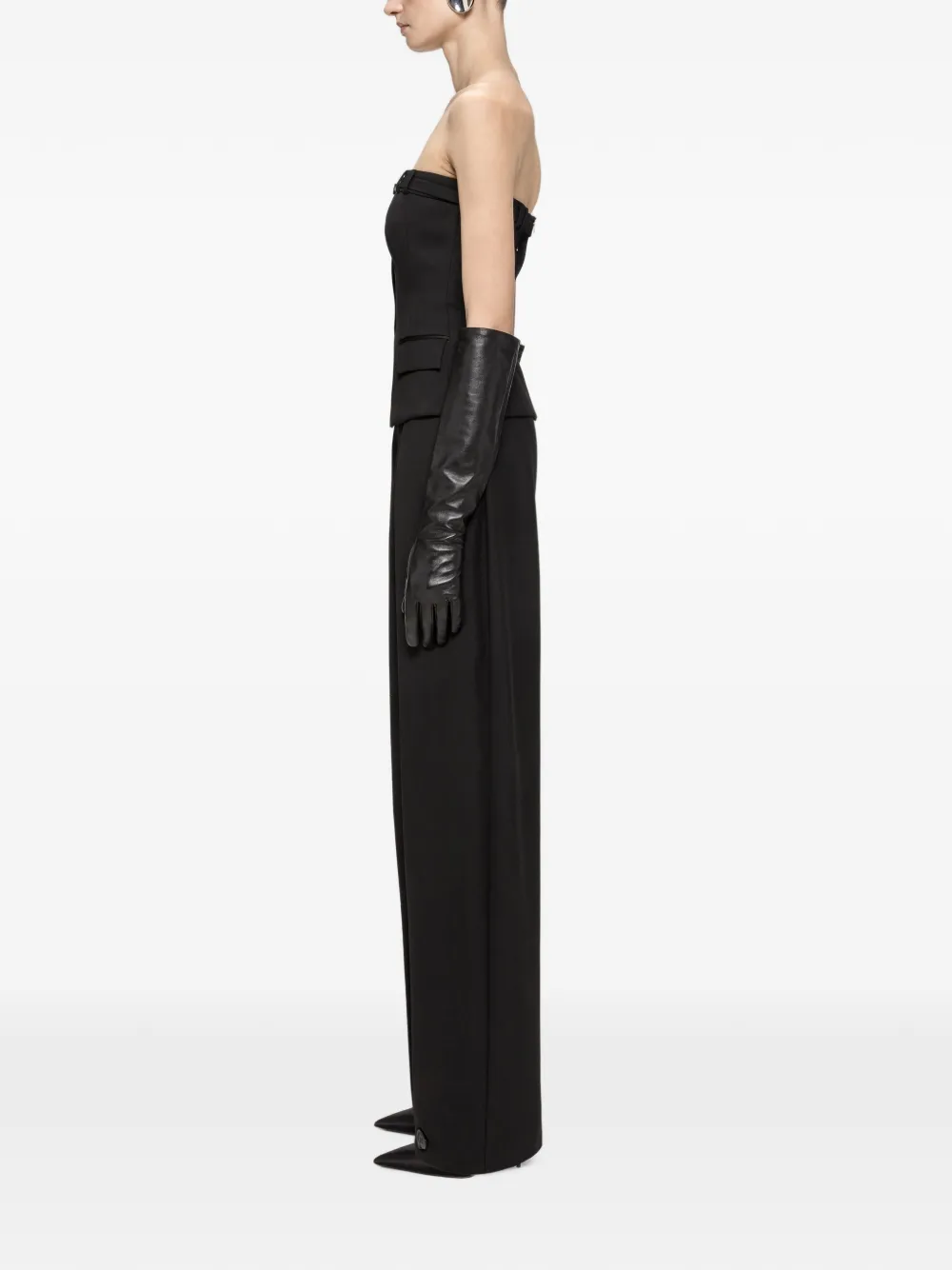 NISSA Midi-waist wollen broek Zwart