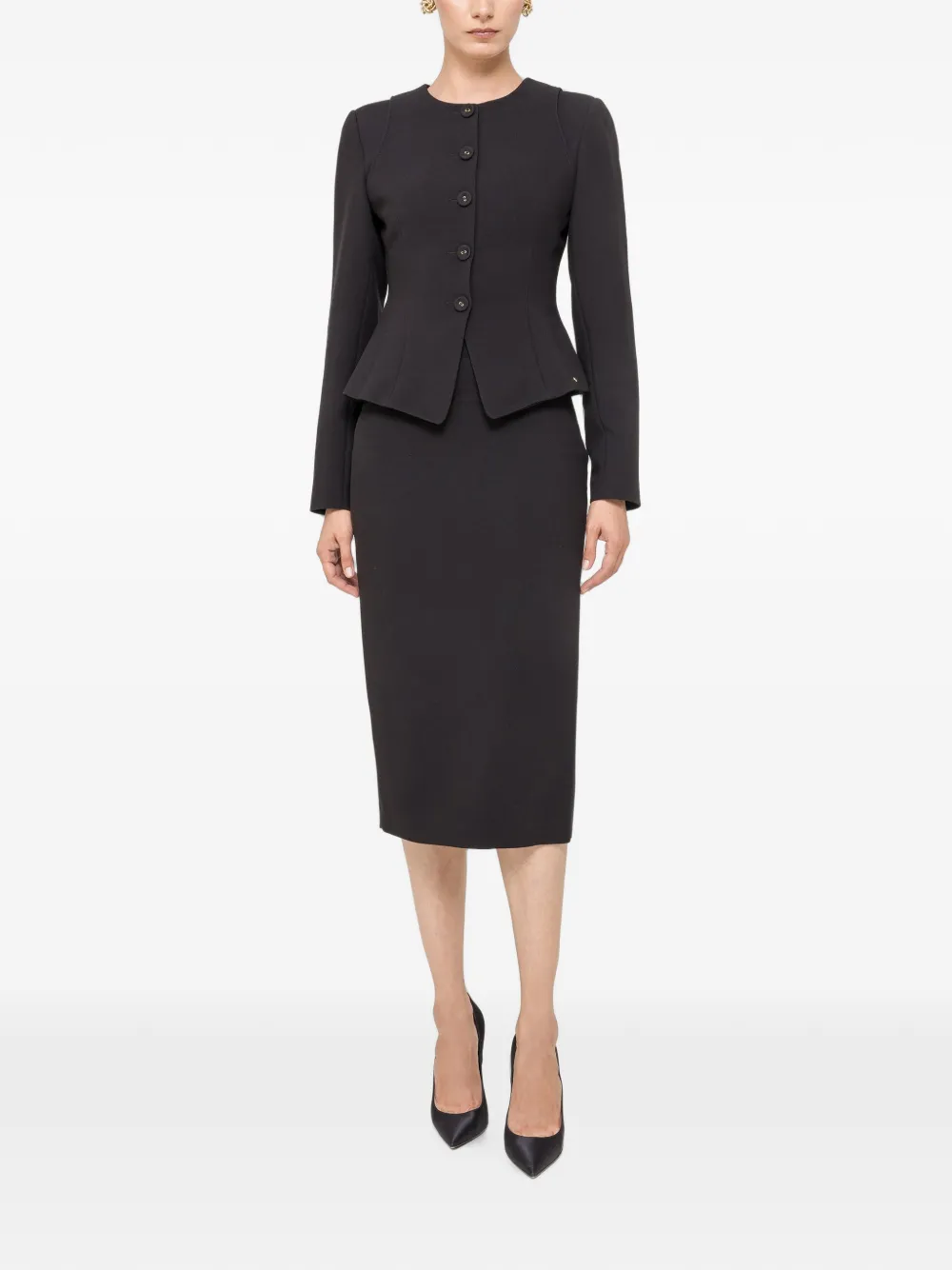 NISSA High waist midi-rok Zwart