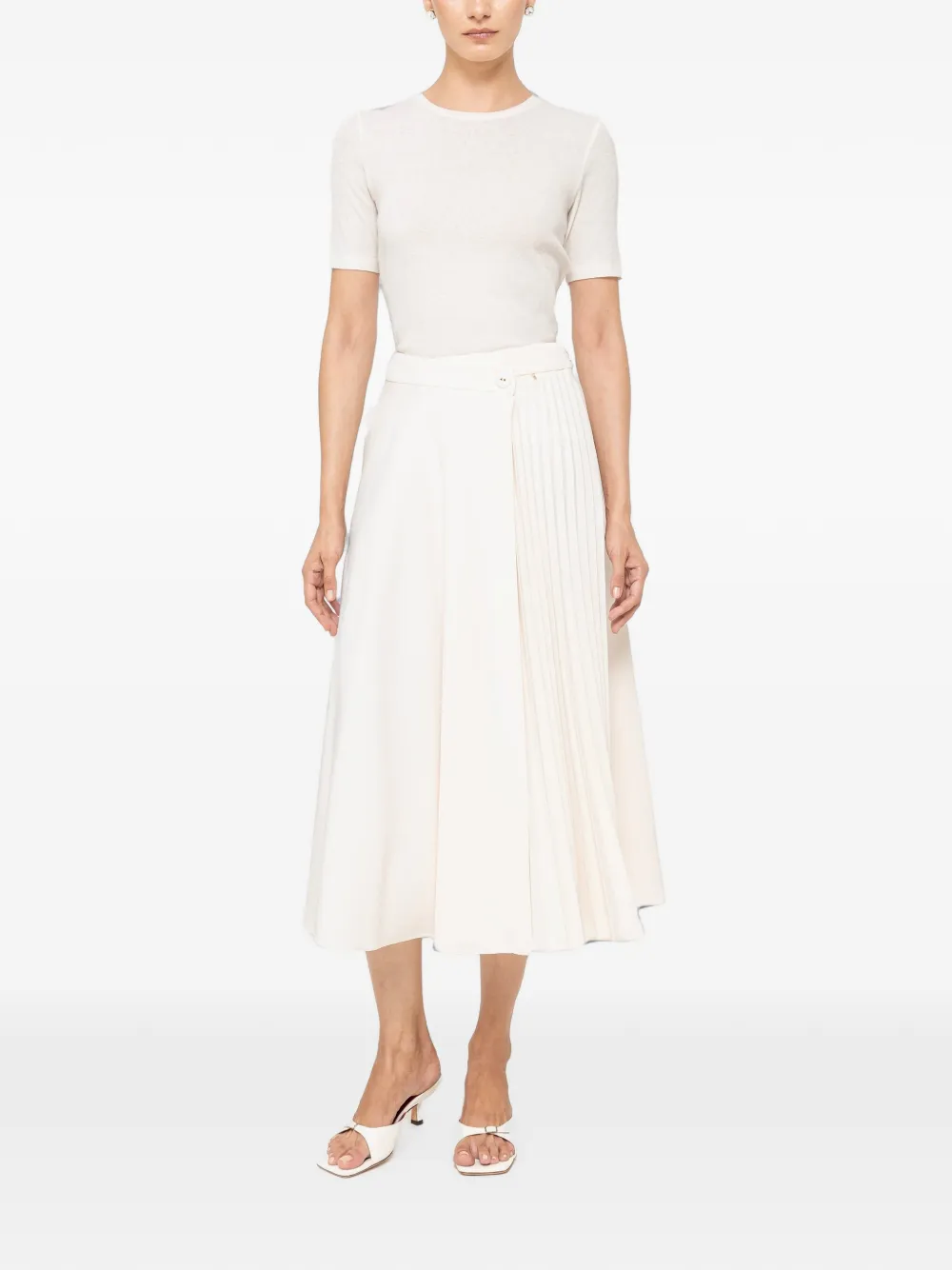 NISSA High waist midi-rok Beige