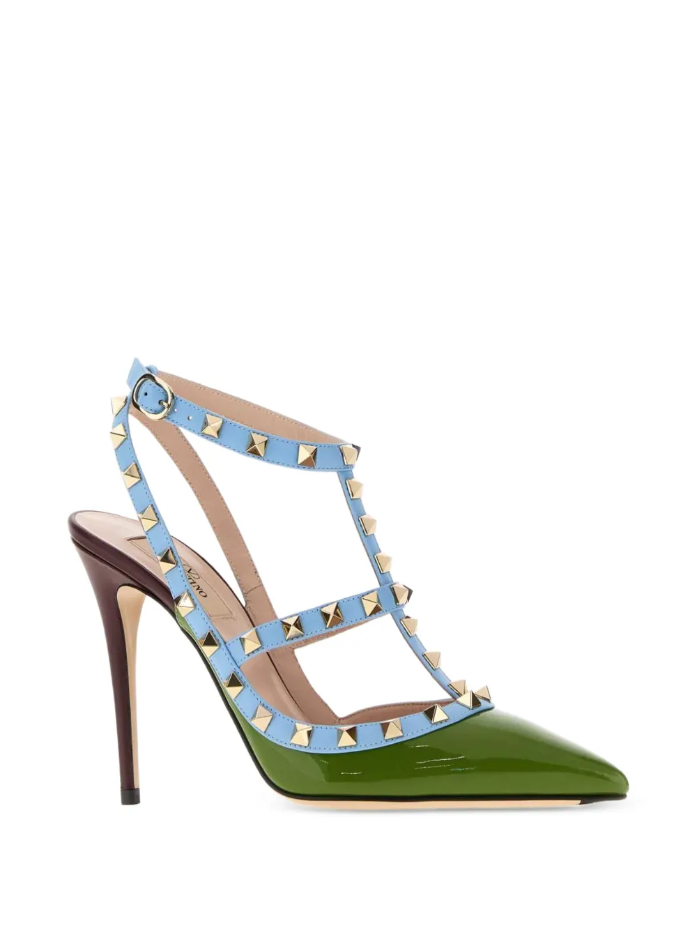 Valentino Garavani Rockstud patent leather pumps Groen