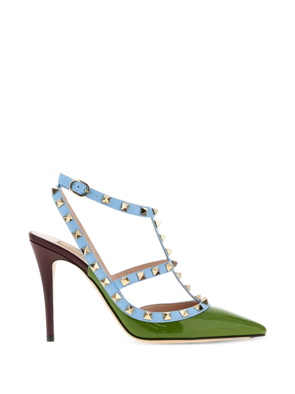 Valentino Garavani Rockstud patent leather pumps Groen