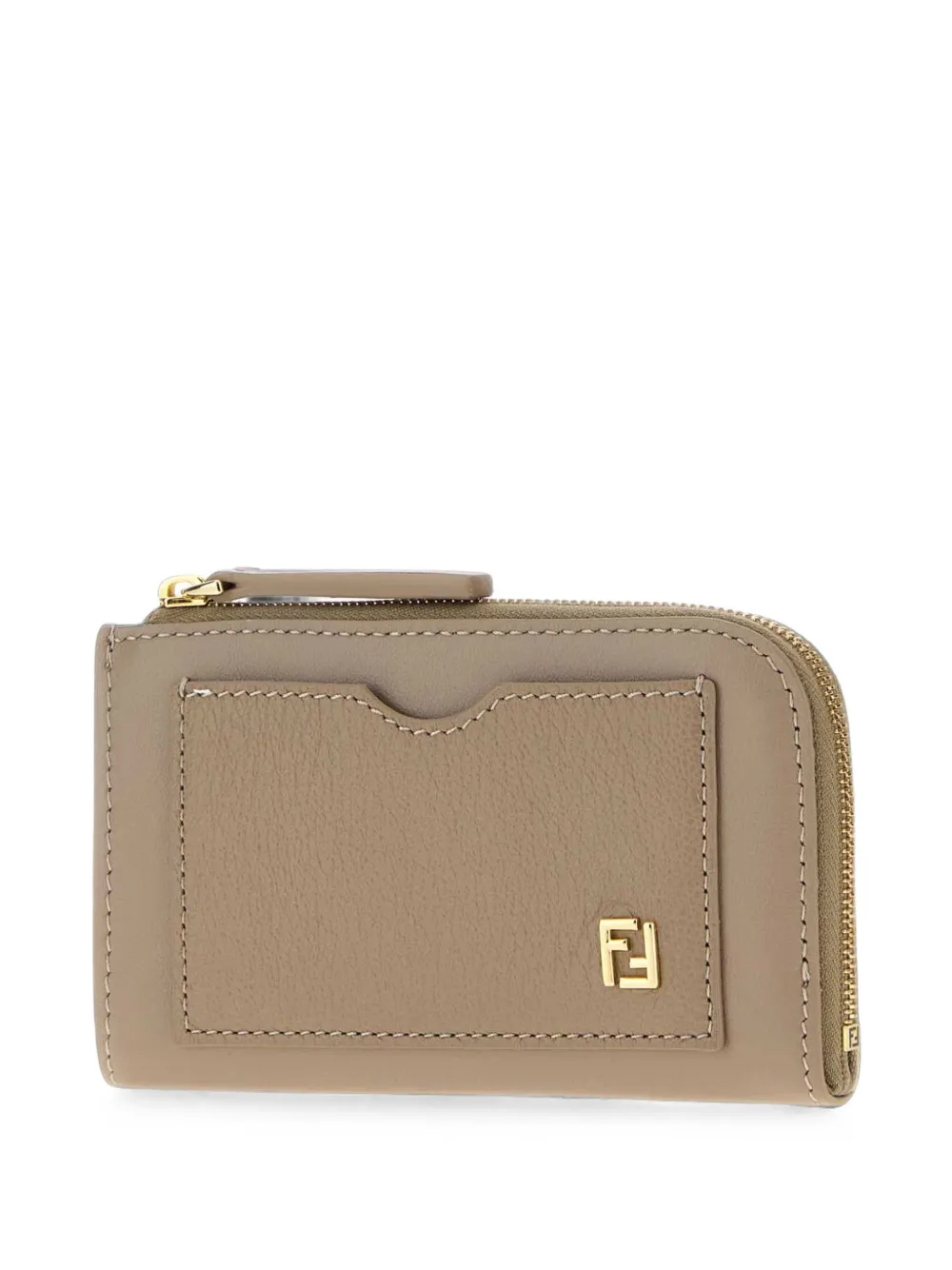 FENDI Leren pasjeshouder met FF-logo-plakkaat Grijs