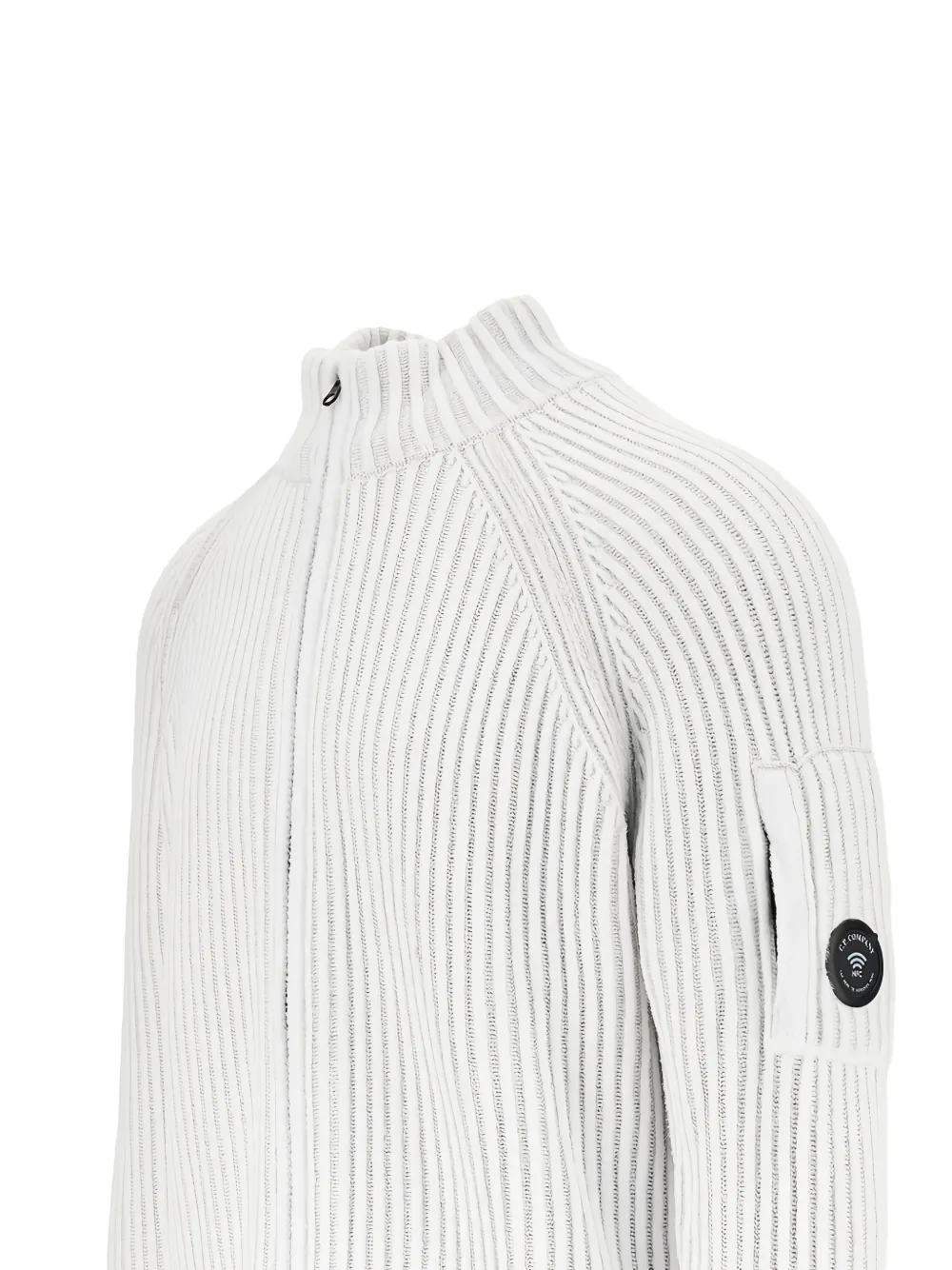 C.P. Company Ribgebreid vest met Lens-detail Wit
