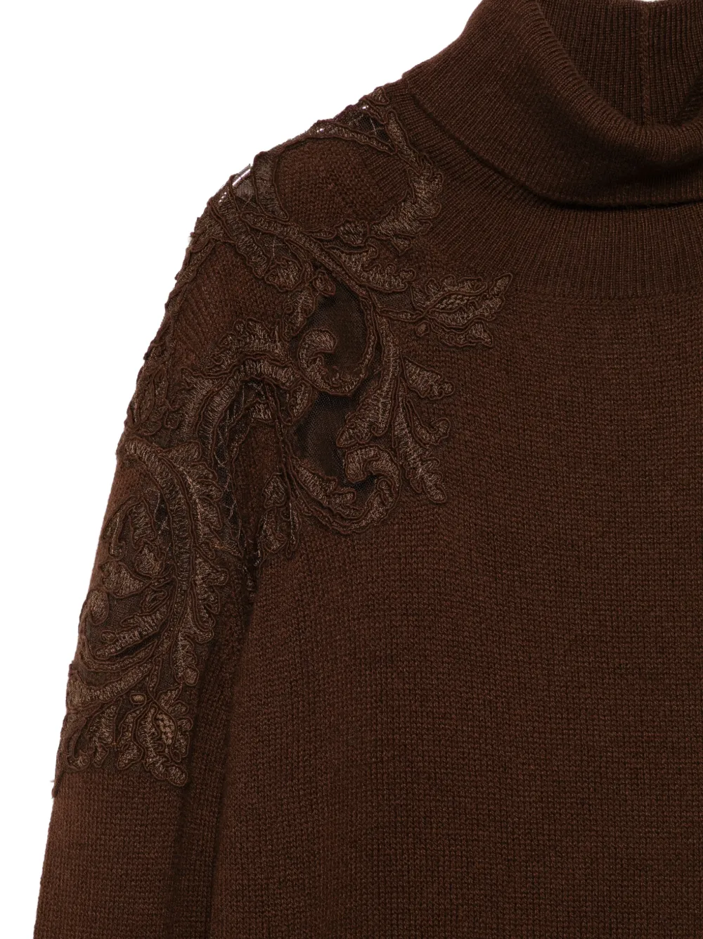 Ermanno Scervino Coltrui verfraaid met kant Bruin