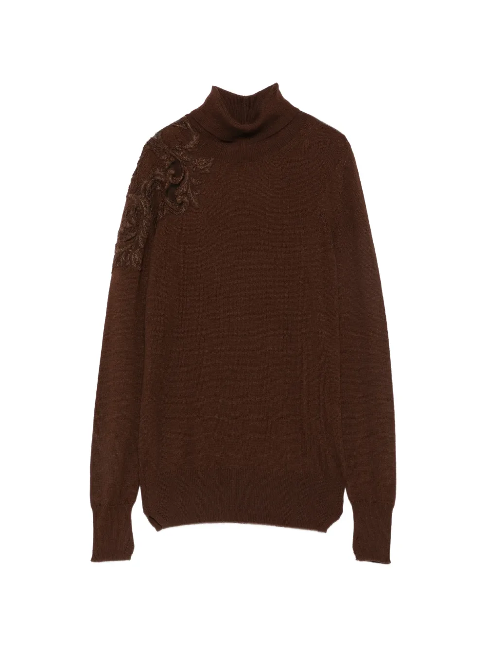 Ermanno Scervino lace-embellished roll-neck sweater - Brown