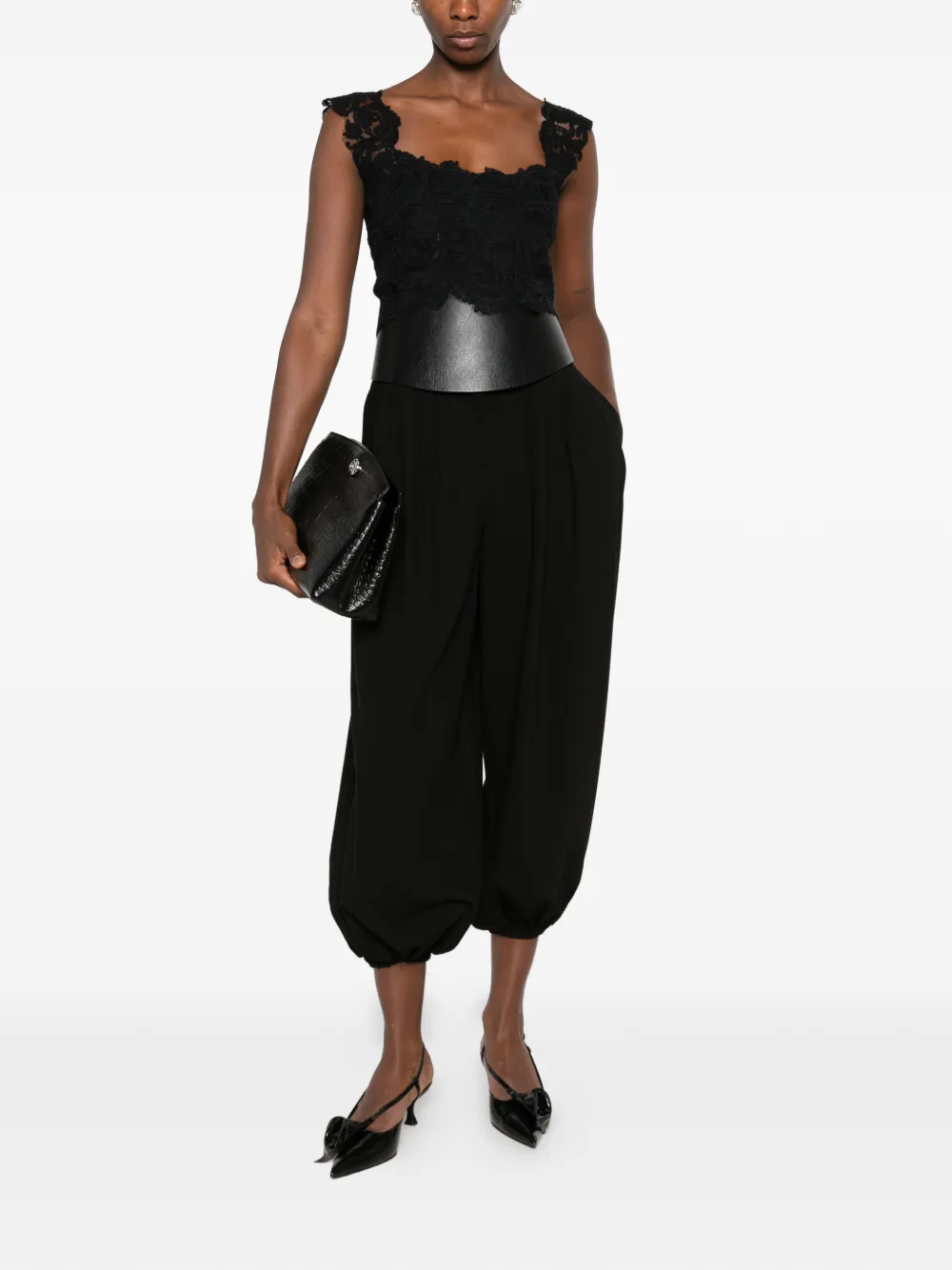 Ermanno Scervino lace-overlay scalloped-edge top
