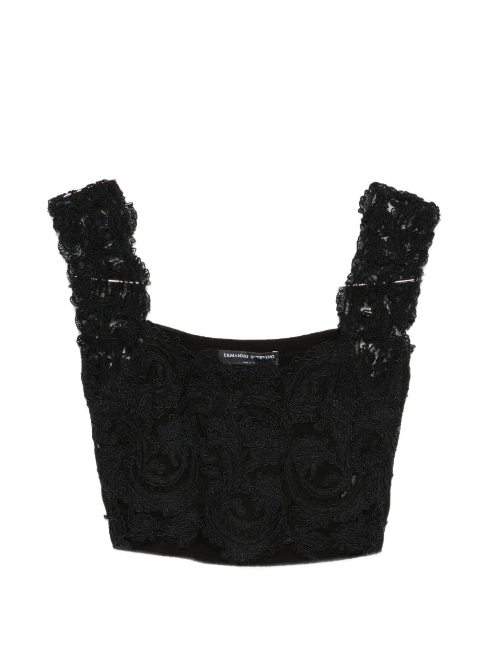 Ermanno Scervino lace-overlay scalloped-edge top