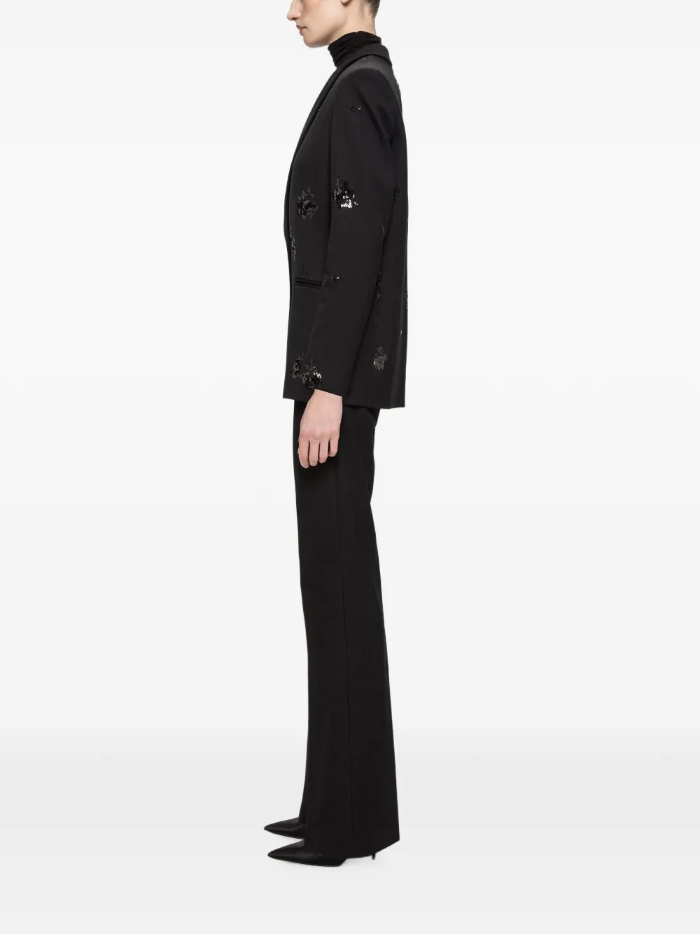 NISSA Gestreepte straight broek Zwart