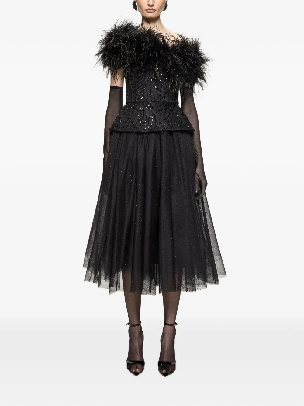 NISSA Tulen midi-jurk Zwart