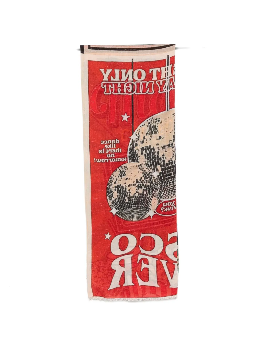 Faliero Sarti graphic-print fringed scarf Rood