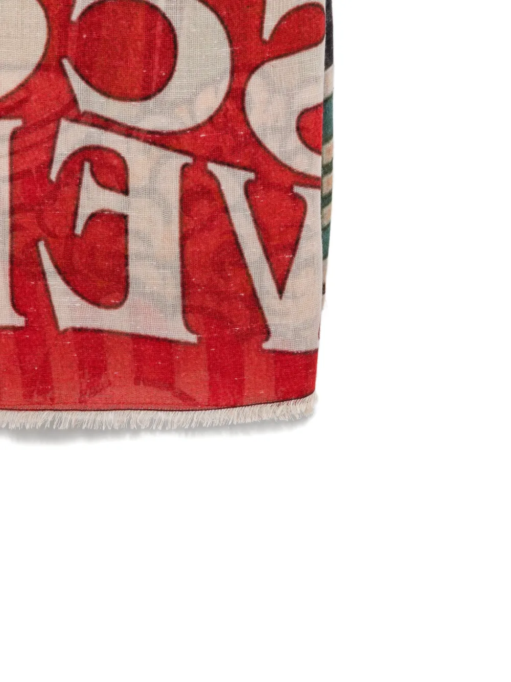 Faliero Sarti graphic-print fringed scarf Rood
