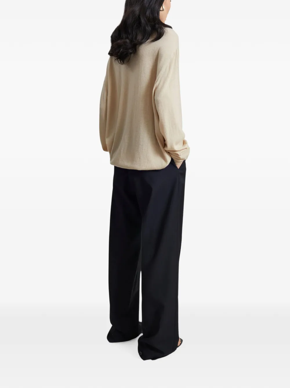The Frankie Shop Brya geplooide wollen broek Zwart