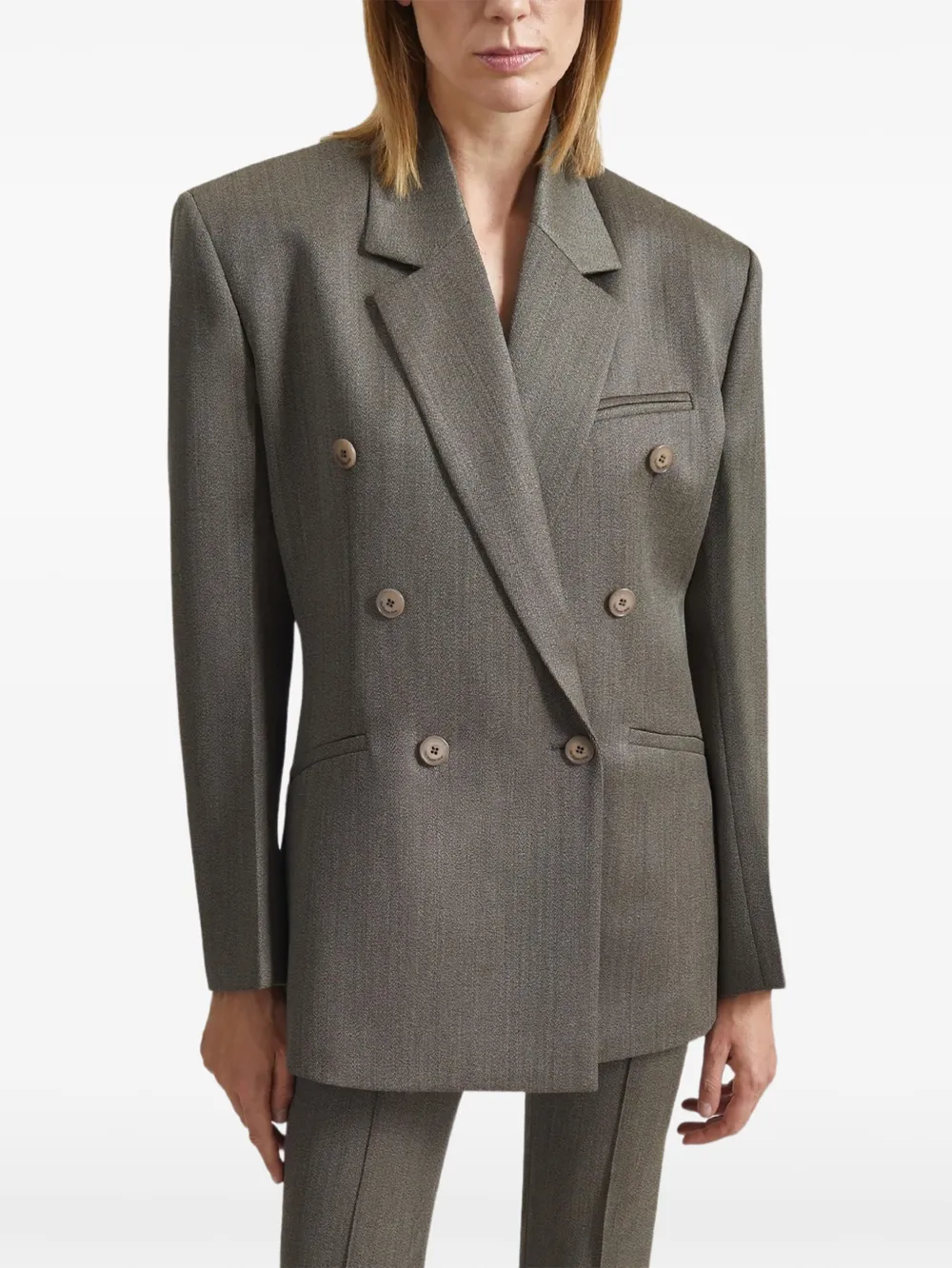 The Frankie Shop Jade double-breasted wool blazer - Toni neutri