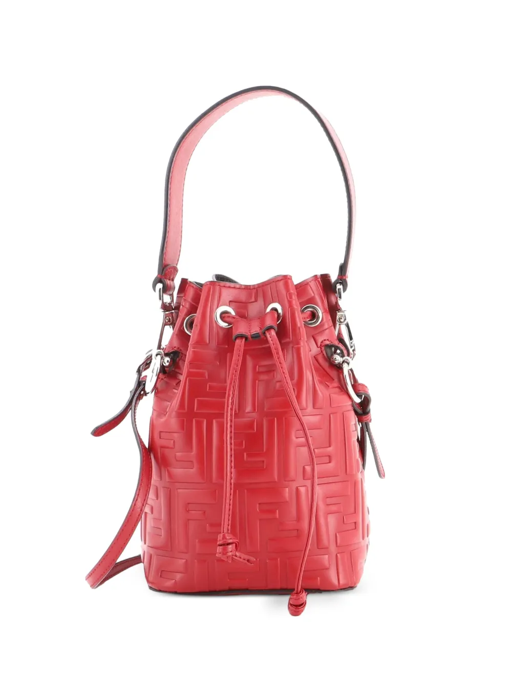 Fendi Pre-Owned Mini Mon Tresor Zucca Beuteltasche mit Prägung - Rot