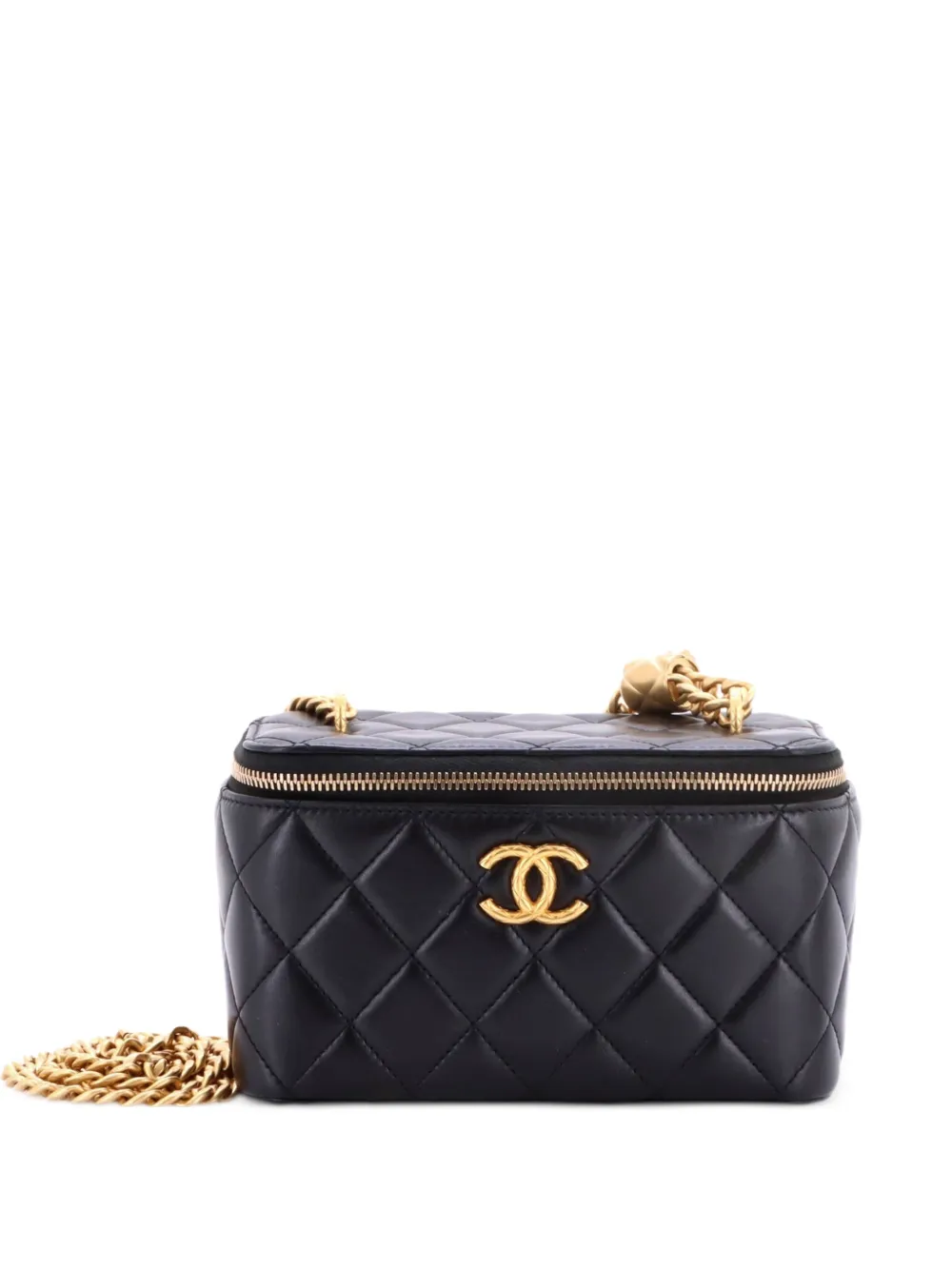 CHANEL Pre-Owned All Slide Long Vanity Case with Chain Quilted Lambskin Small crossbody bag - Nero