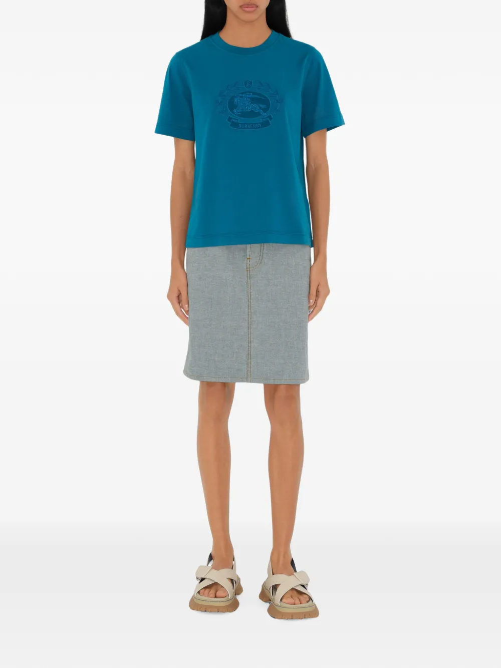 Burberry T-shirt met logopatroon Blauw