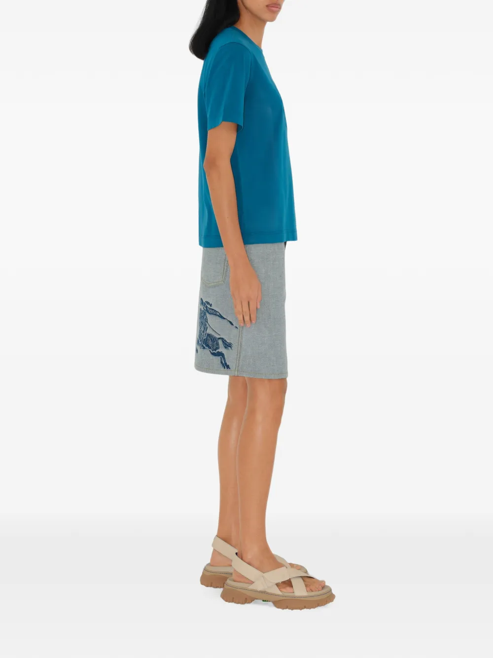 Burberry T-shirt met logopatroon Blauw