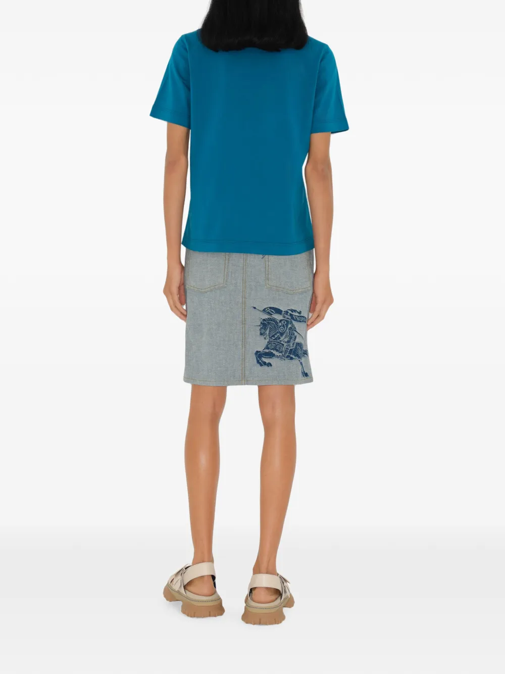 Burberry T-shirt met logopatroon Blauw