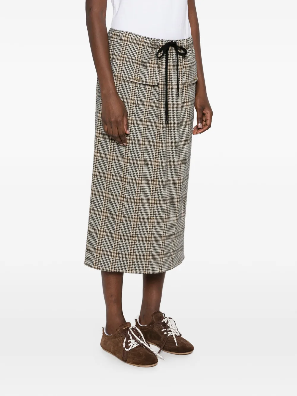 Fabiana Filippi check-print drawstring midi skirt Beige
