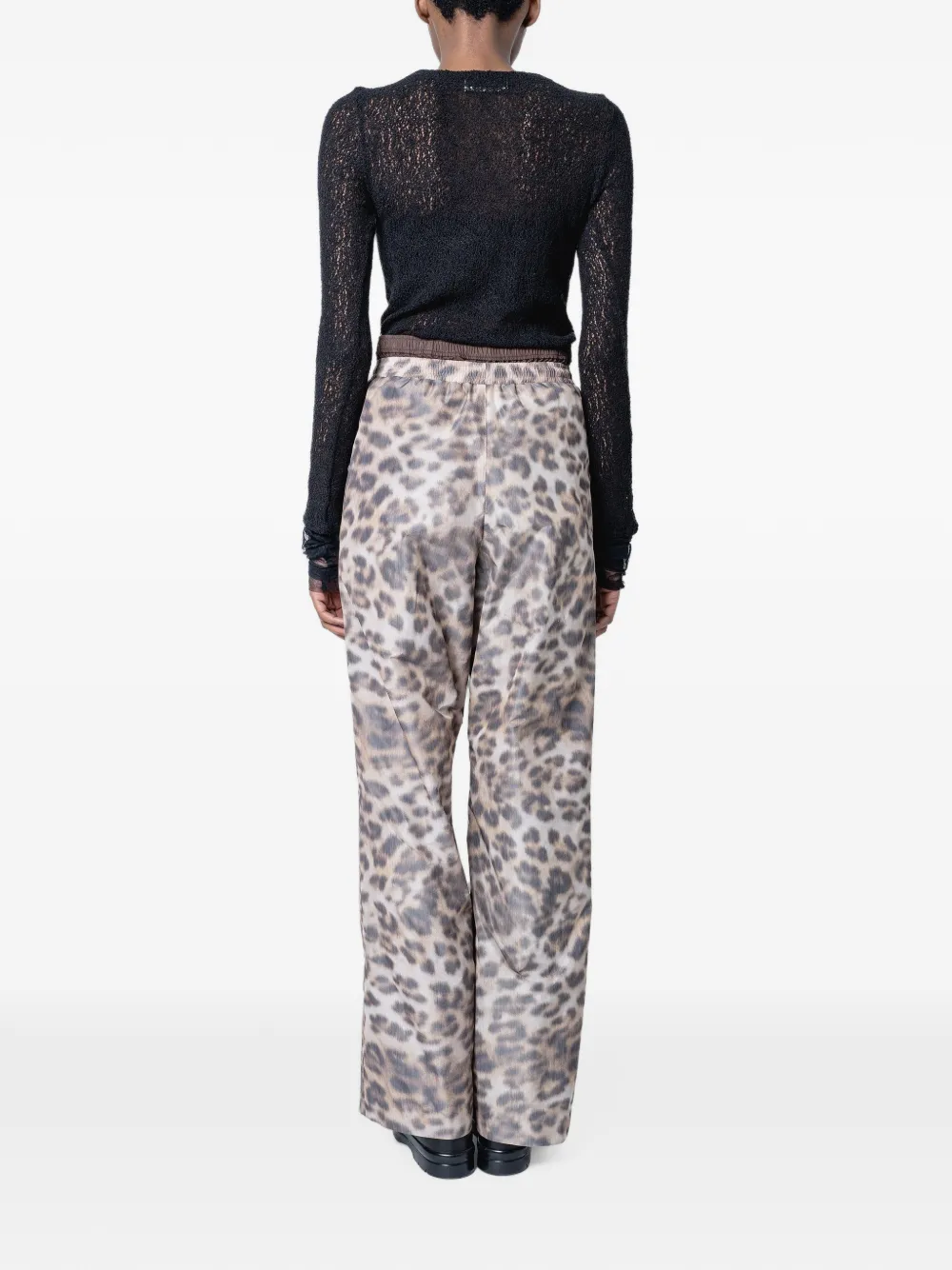 Muller Of Yoshiokubo Broek met luipaardprint en dubbele taille Beige