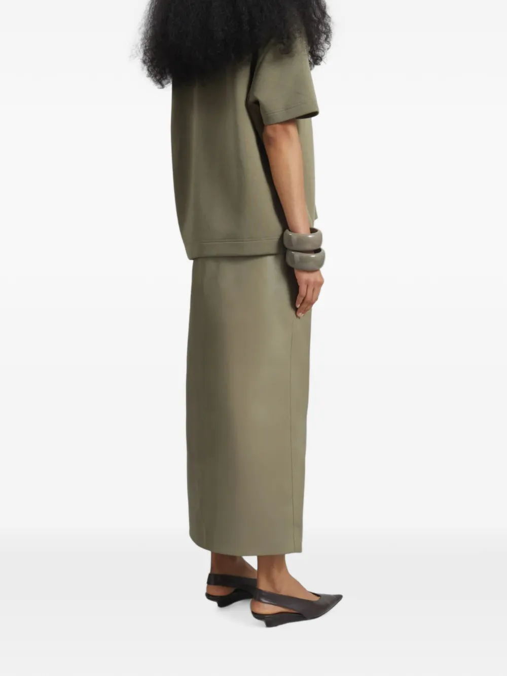 The Frankie Shop Maybelle front-slit belt-loop maxi skirt Groen