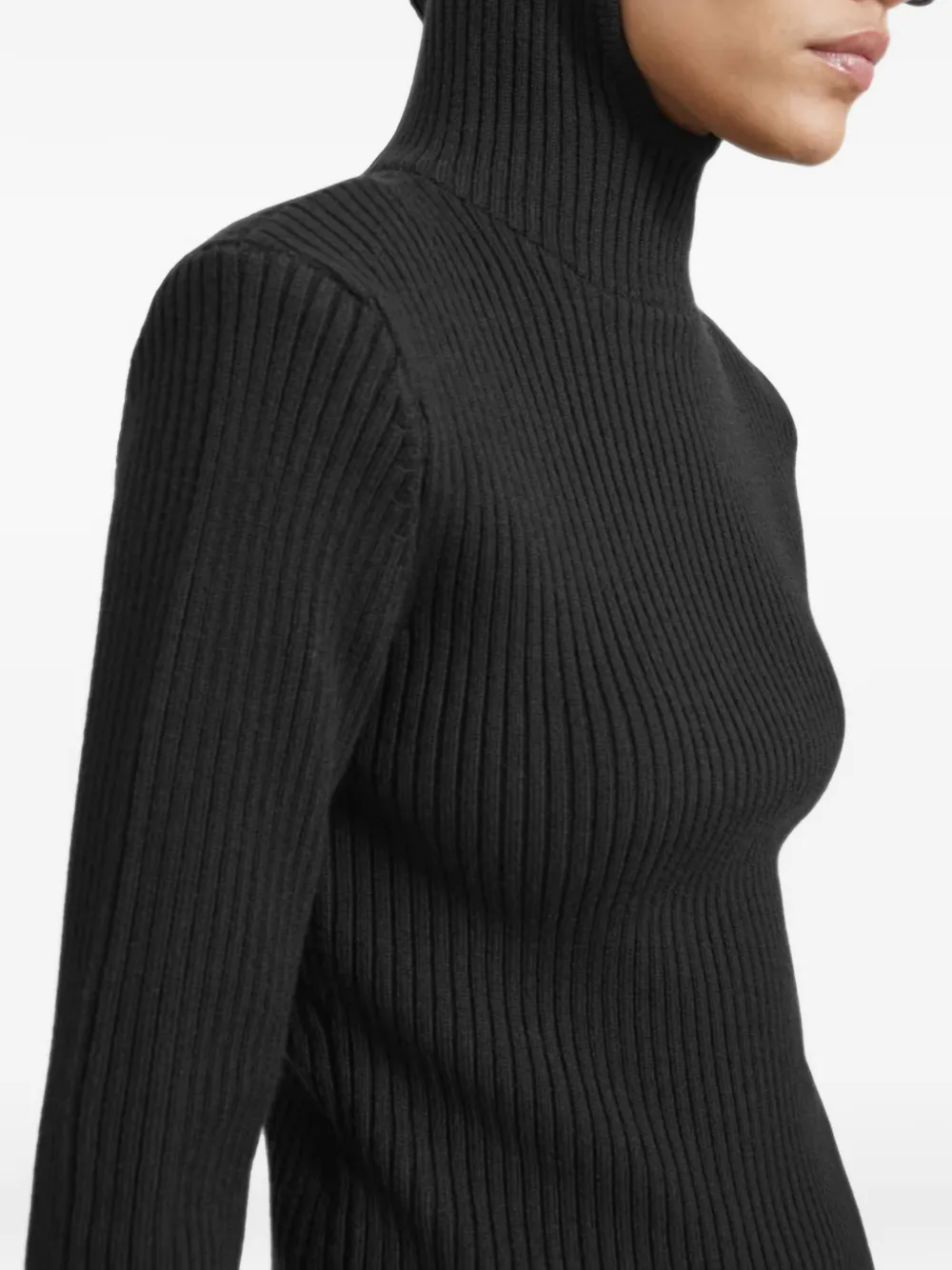 The Frankie Shop Geribbelde trui met capuchon Zwart