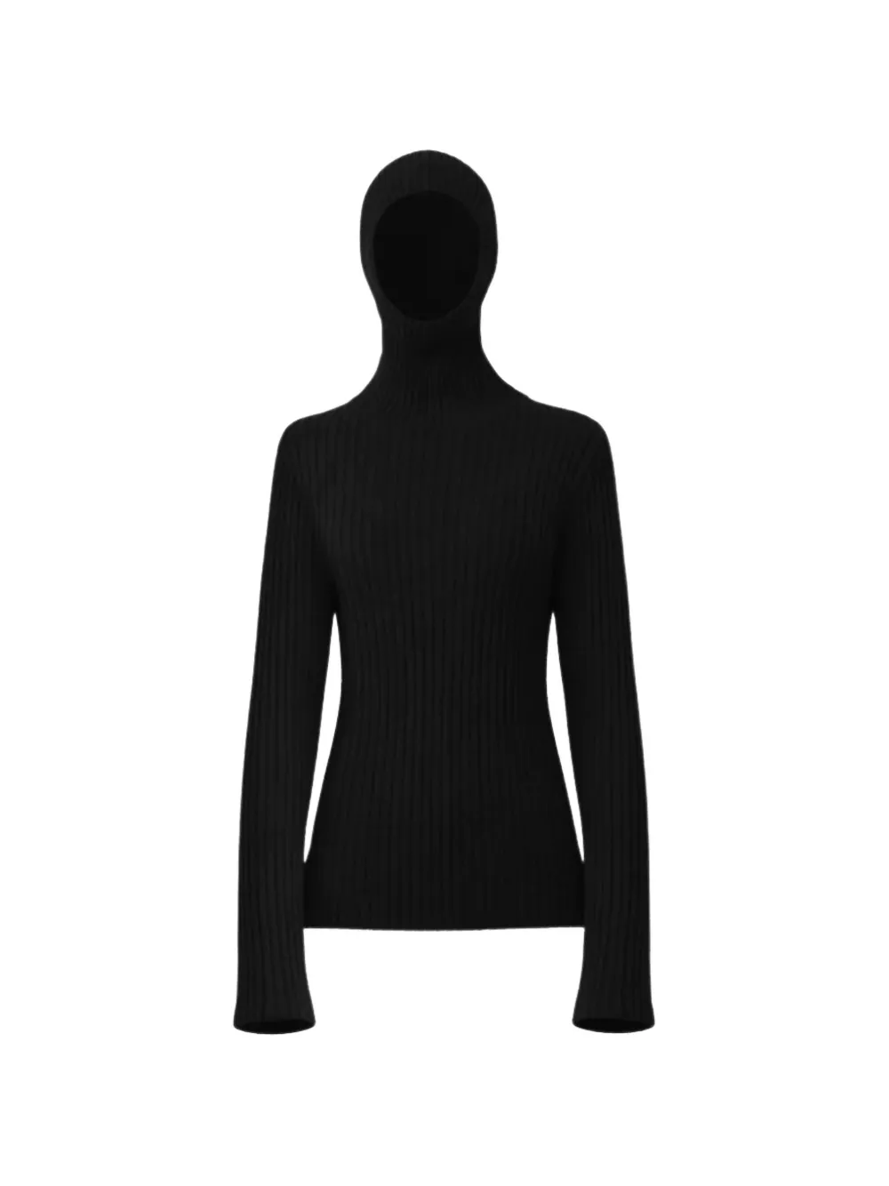 The Frankie Shop Geribbelde trui met capuchon Zwart