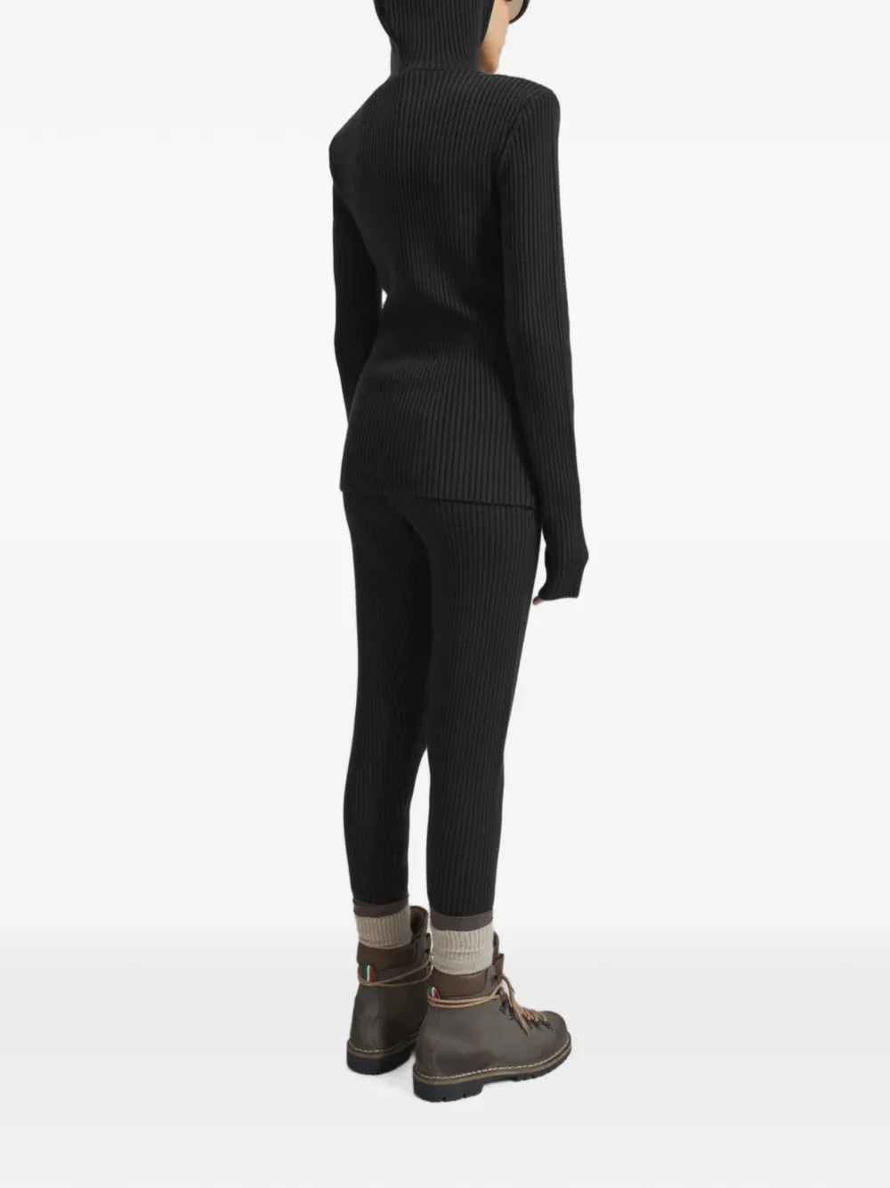 The Frankie Shop Geribbelde trui met capuchon Zwart