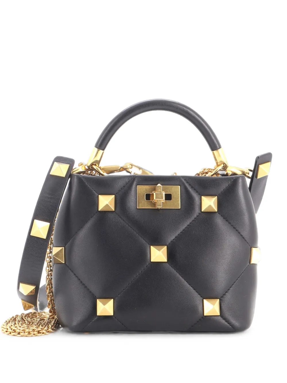 Valentino Garavani Pre-Owned Kleine Roman Stud Handtasche mit Steppung - Schwarz